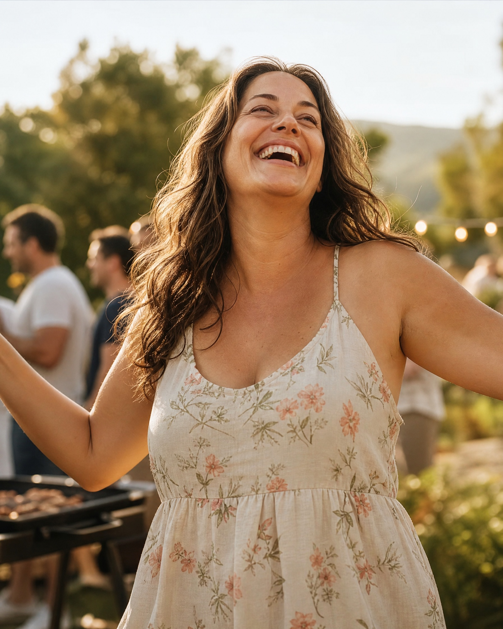 Woman in a sundress outdoors